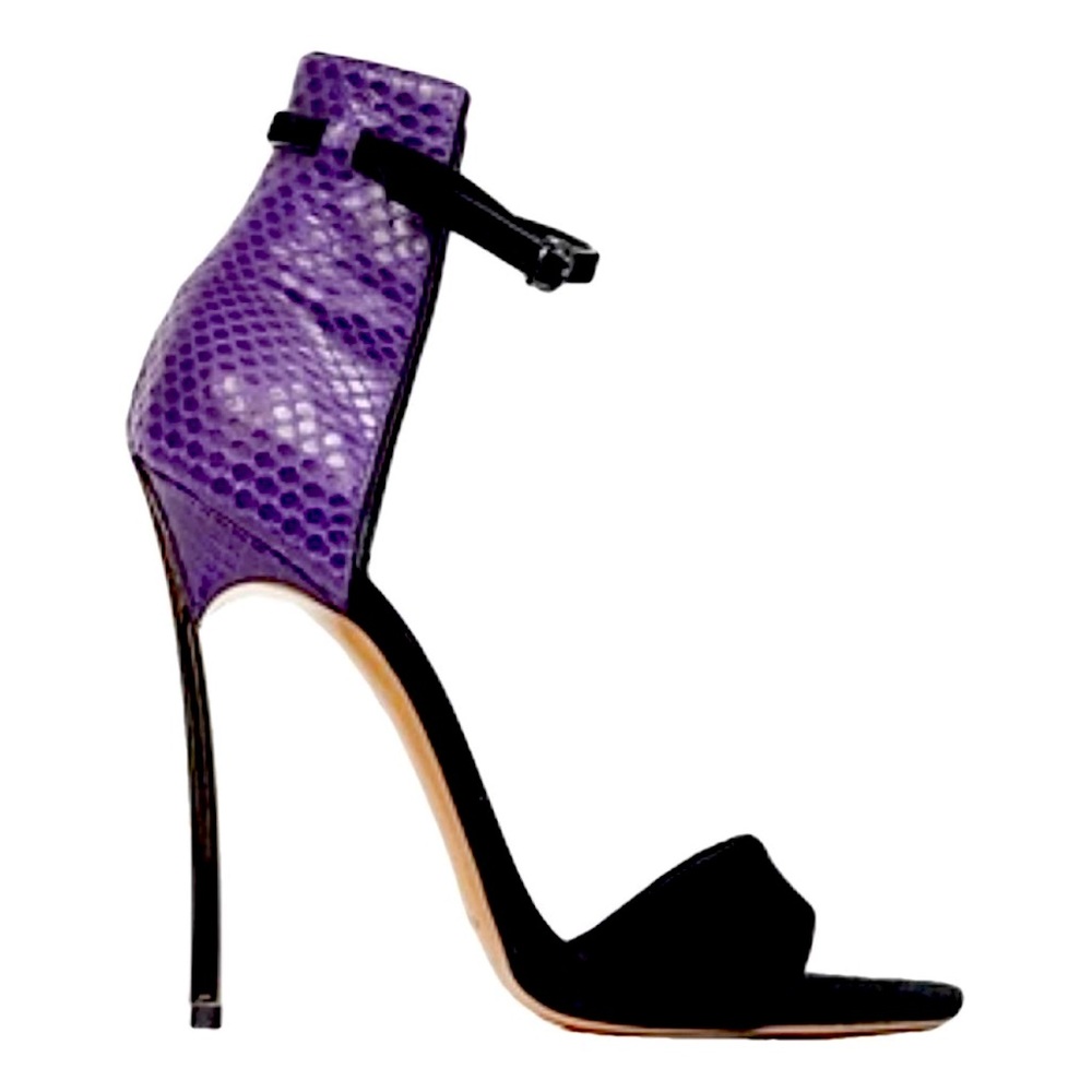 CASADEI Leather & Snakeskin Sandals – Size US 7 – Luxury Designer
